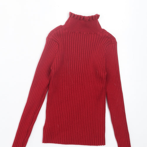 Dunnes Stores Girls Red Polyester Basic Casual Size 8 Years High Neck Pullover