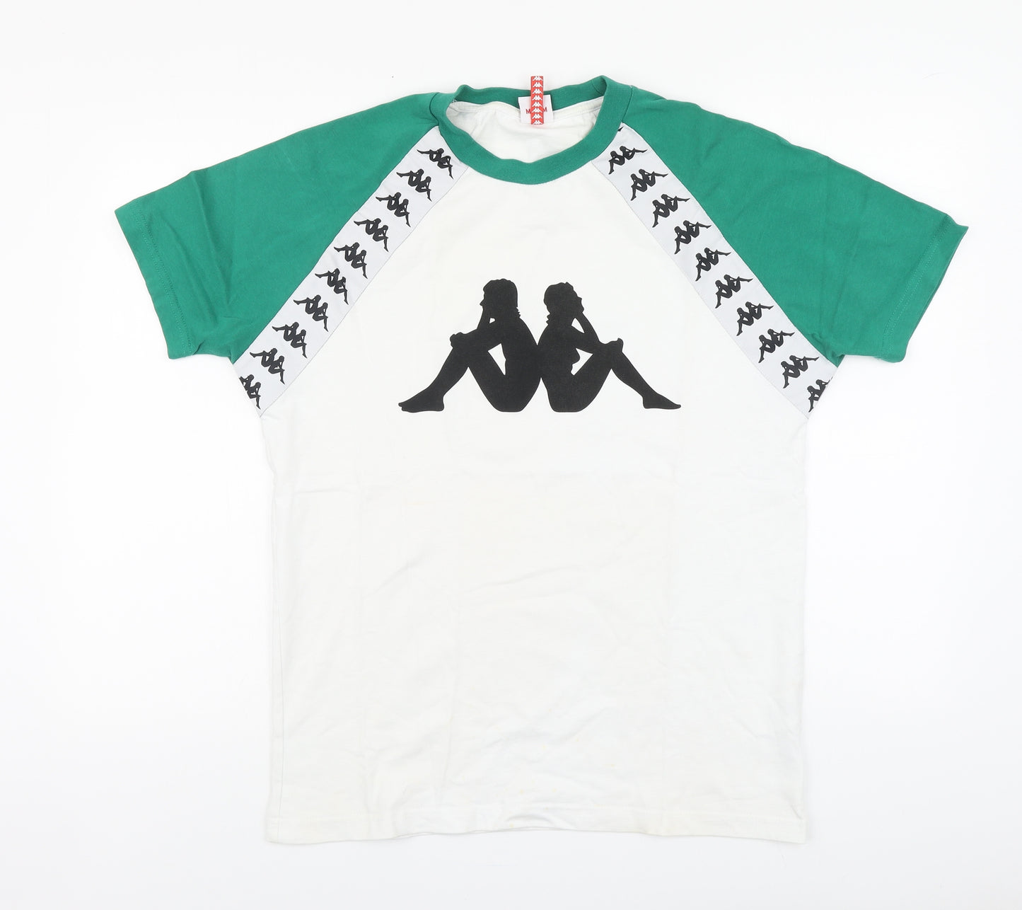 Kappa Mens White Cotton T-Shirt Size M Round Neck