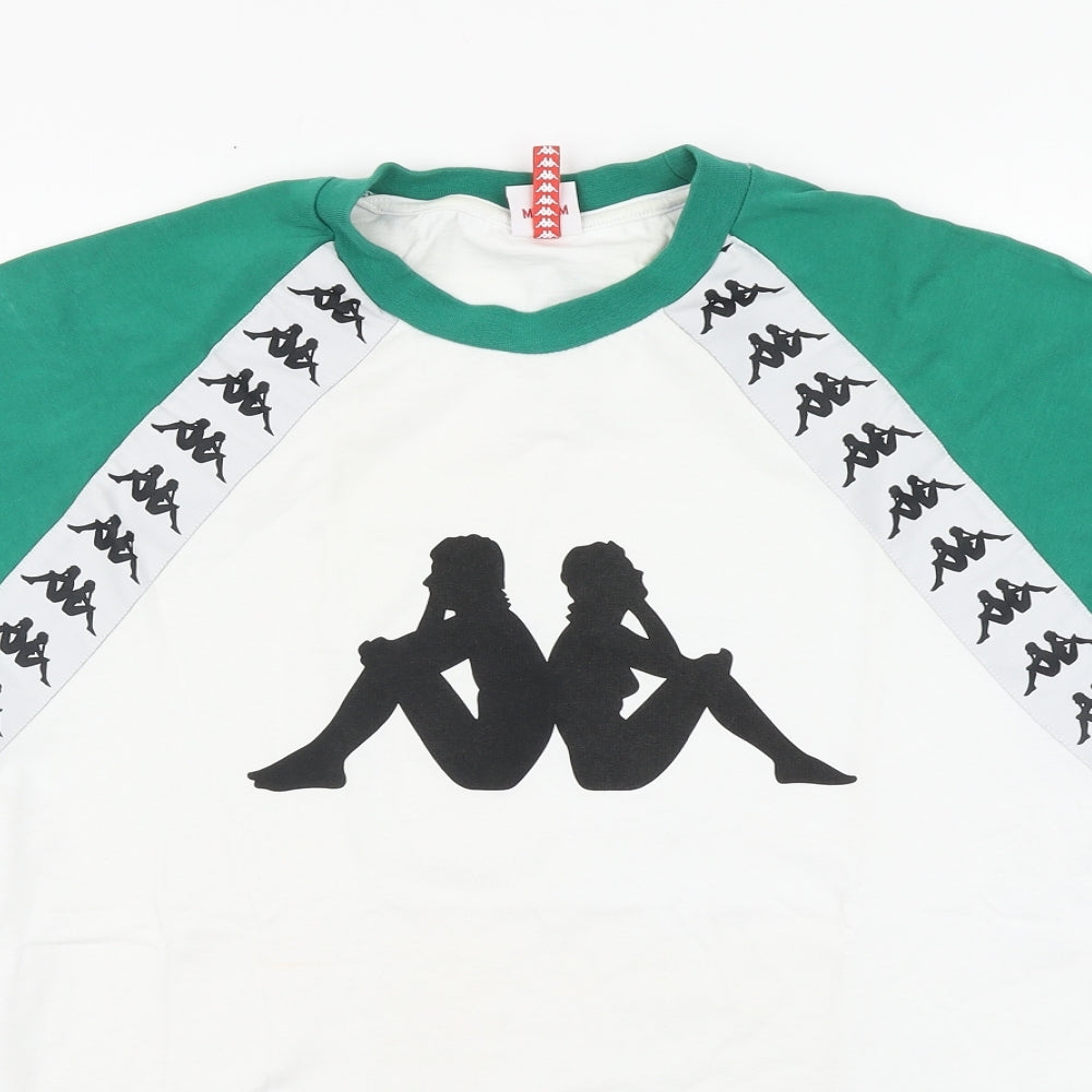 Kappa Mens White Cotton T-Shirt Size M Round Neck