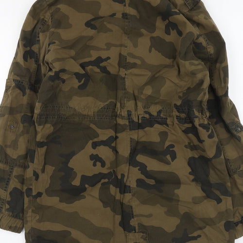 Bershka Womens Green Camouflage Parka Jacket Size M Zip