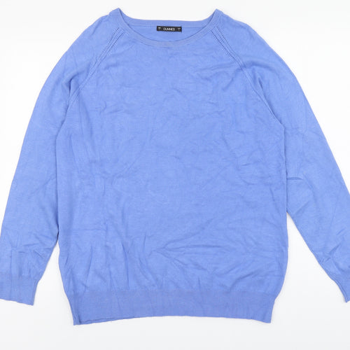 Dunnes Stores Womens Blue Round Neck Viscose Pullover Jumper Size L