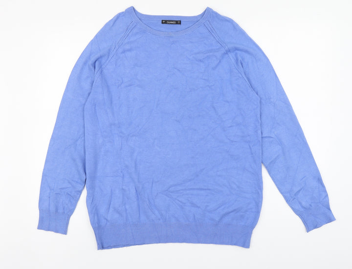 Dunnes Stores Womens Blue Round Neck Viscose Pullover Jumper Size L
