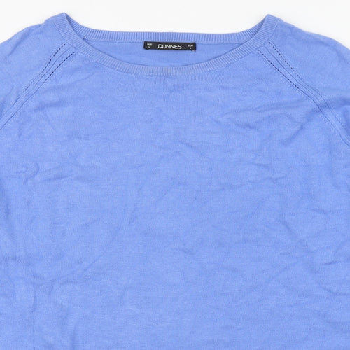 Dunnes Stores Womens Blue Round Neck Viscose Pullover Jumper Size L