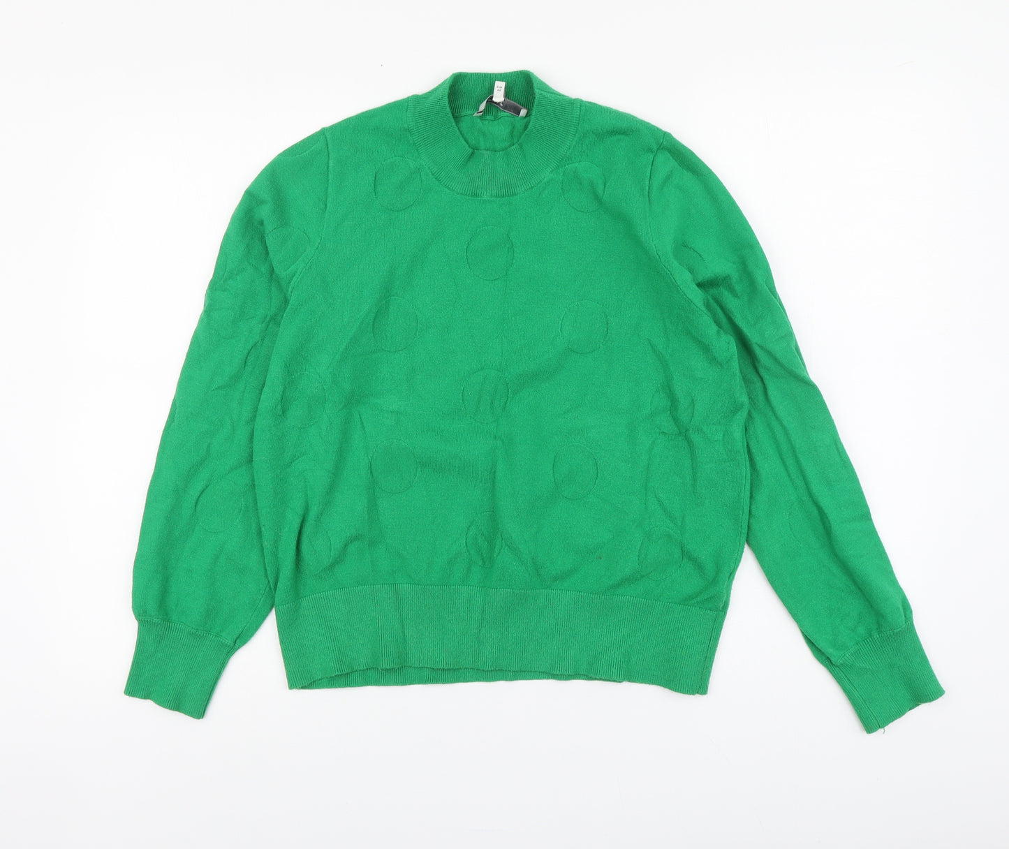 Net Womens Green High Neck Polka Dot Viscose Pullover Jumper Size 12