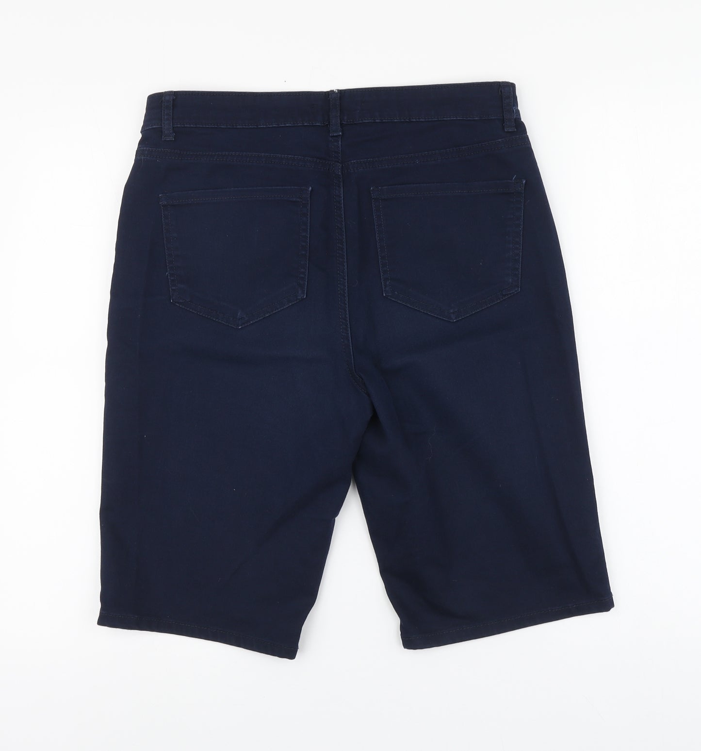 Dunnes Stores Womens Blue Cotton Bermuda Shorts Size 12 L12 in Regular Button