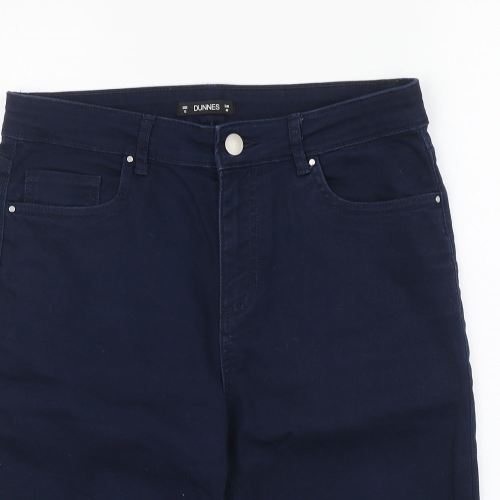 Dunnes Stores Womens Blue Cotton Bermuda Shorts Size 12 L12 in Regular Button