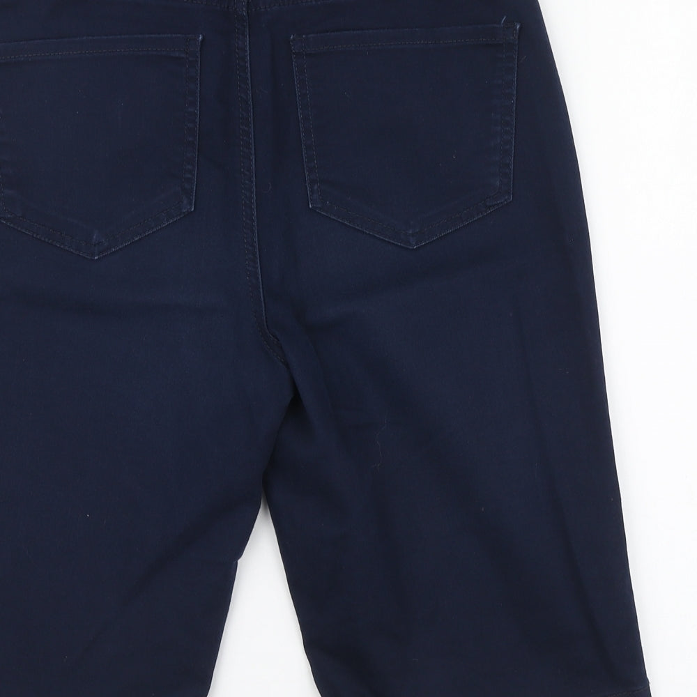 Dunnes Stores Womens Blue Cotton Bermuda Shorts Size 12 L12 in Regular Button