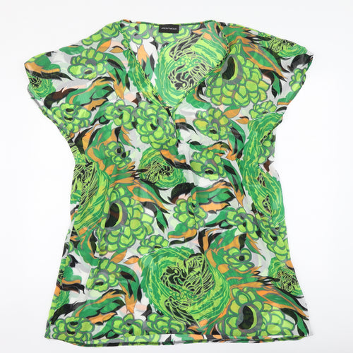 Anonymous Womens Green Floral Polyester A-Line Size 22 V-Neck - Beachwear