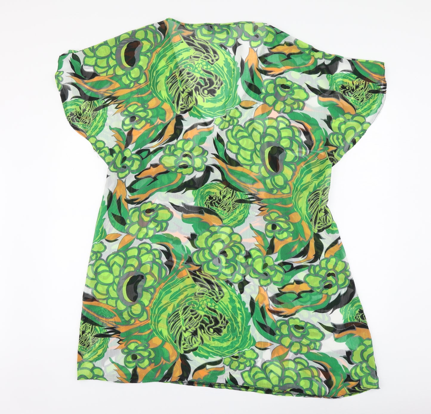 Anonymous Womens Green Floral Polyester A-Line Size 22 V-Neck - Beachwear