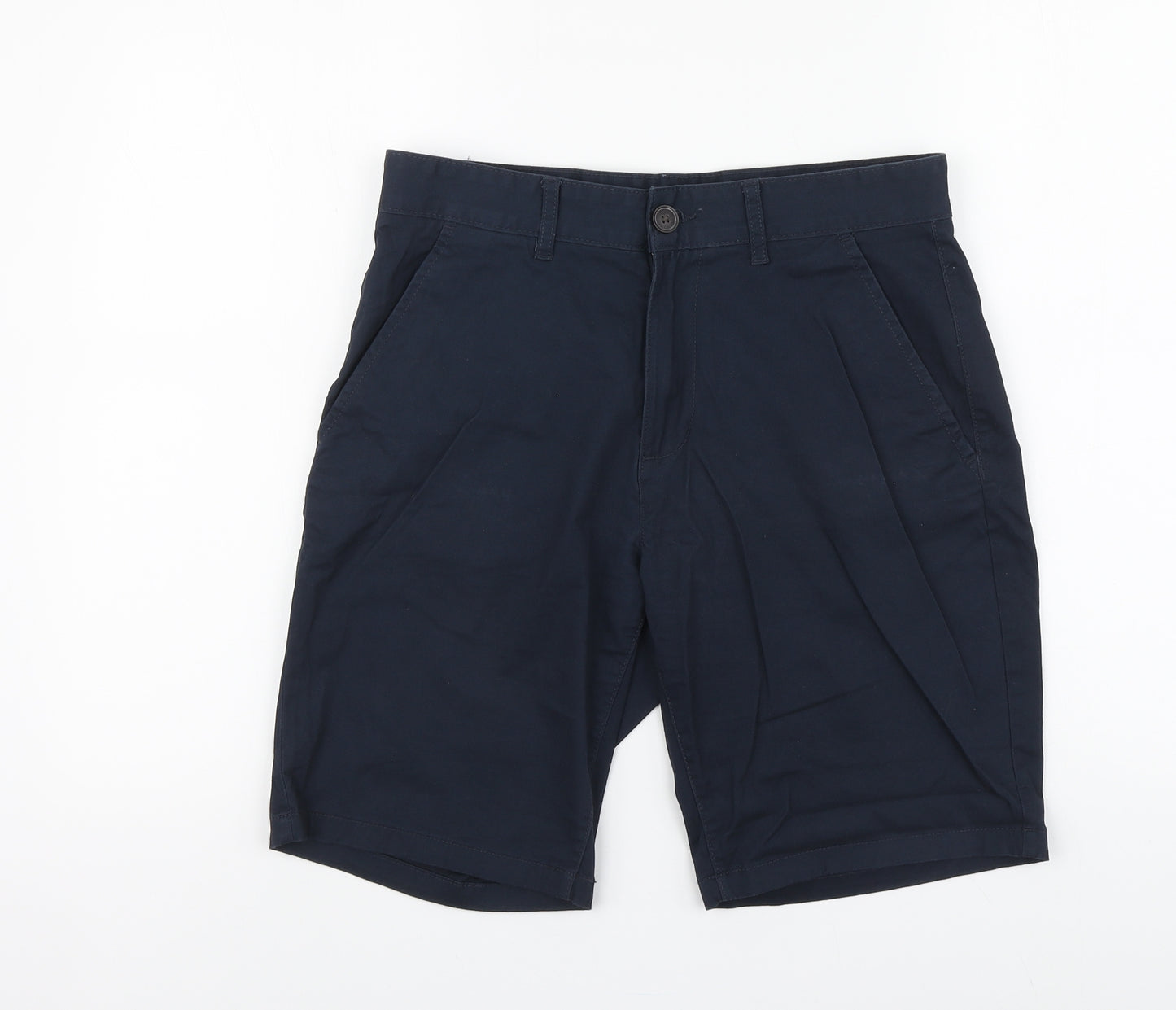 Easy Mens Blue Cotton Chino Shorts Size 30 in L7 in Regular Button