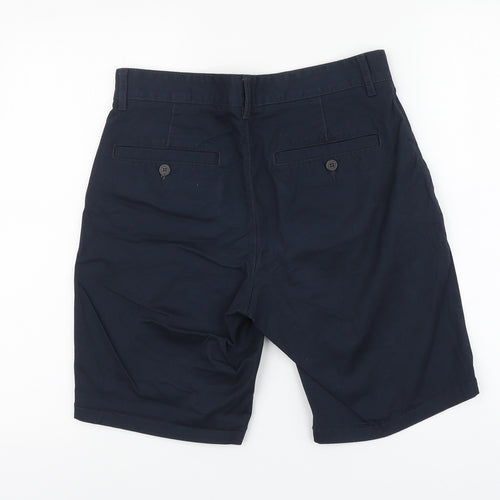 Easy Mens Blue Cotton Chino Shorts Size 30 in L7 in Regular Button
