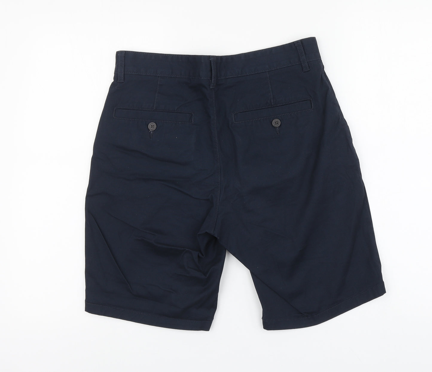 Easy Mens Blue Cotton Chino Shorts Size 30 in L7 in Regular Button
