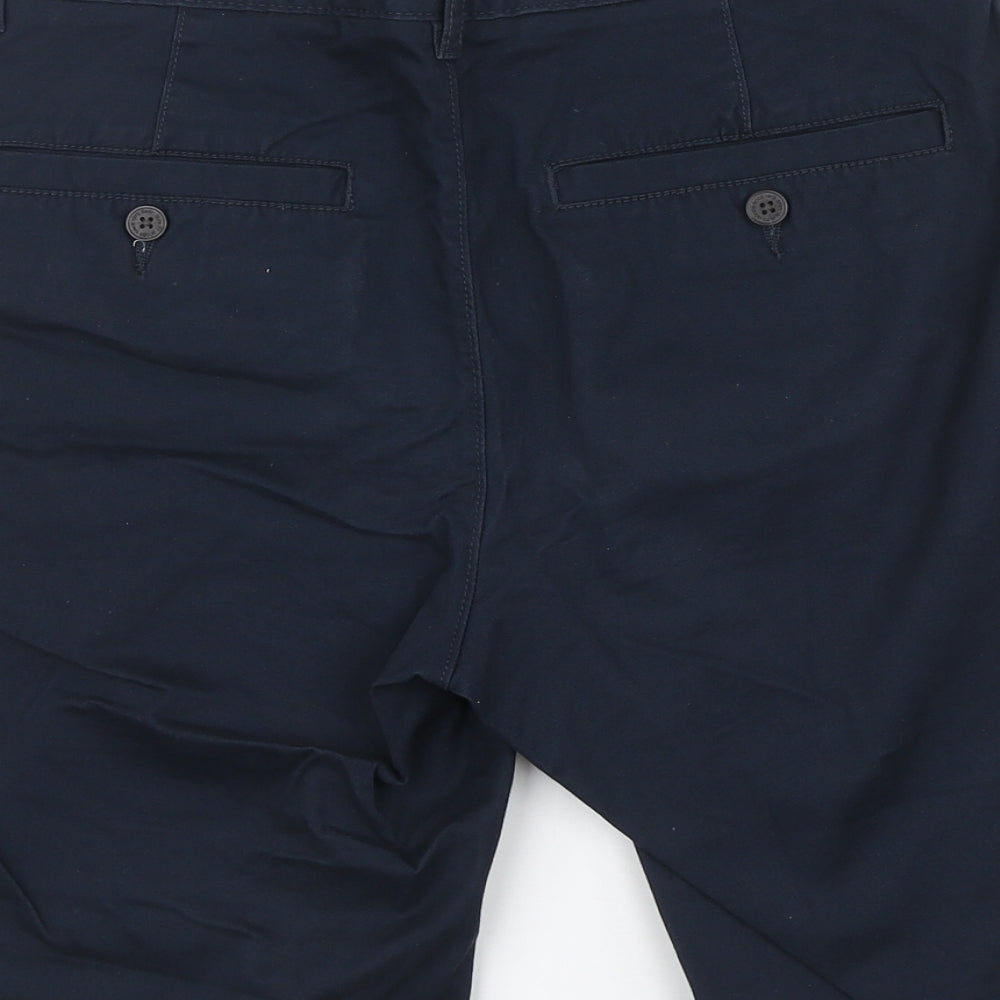 Easy Mens Blue Cotton Chino Shorts Size 30 in L7 in Regular Button