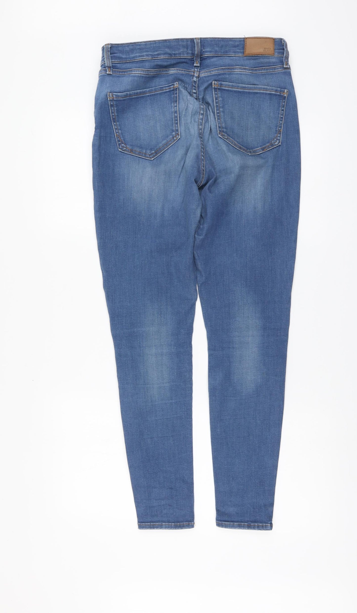 River Island Womens Blue Cotton Skinny Jeans Size 12 L29 in Regular Button