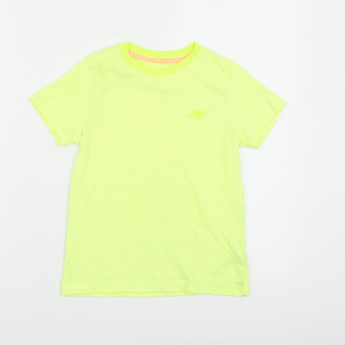 F&F Boys Yellow Cotton Basic T-Shirt Size 5-6 Years Round Neck Pullover - Dinosaur