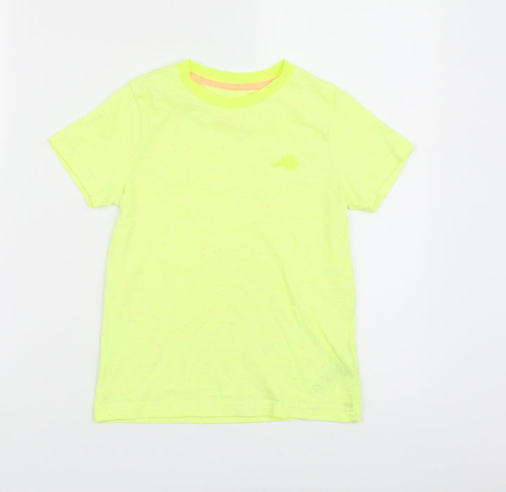 F&F Boys Yellow Cotton Basic T-Shirt Size 5-6 Years Round Neck Pullover - Dinosaur