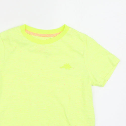 F&F Boys Yellow Cotton Basic T-Shirt Size 5-6 Years Round Neck Pullover - Dinosaur