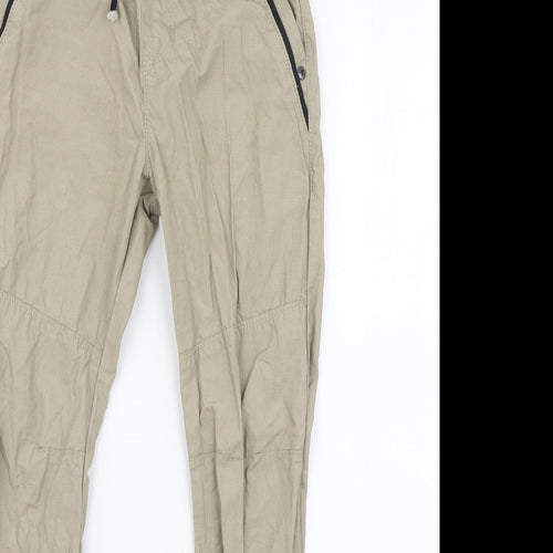 F&F Boys Beige Cotton Jegging Trousers Size 5-6 Years Regular Drawstring