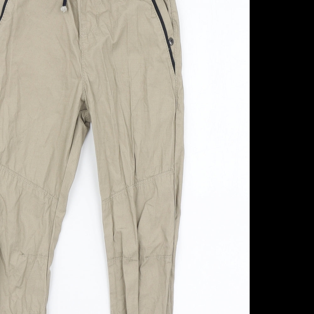 F&F Boys Beige Cotton Jegging Trousers Size 5-6 Years Regular Drawstring