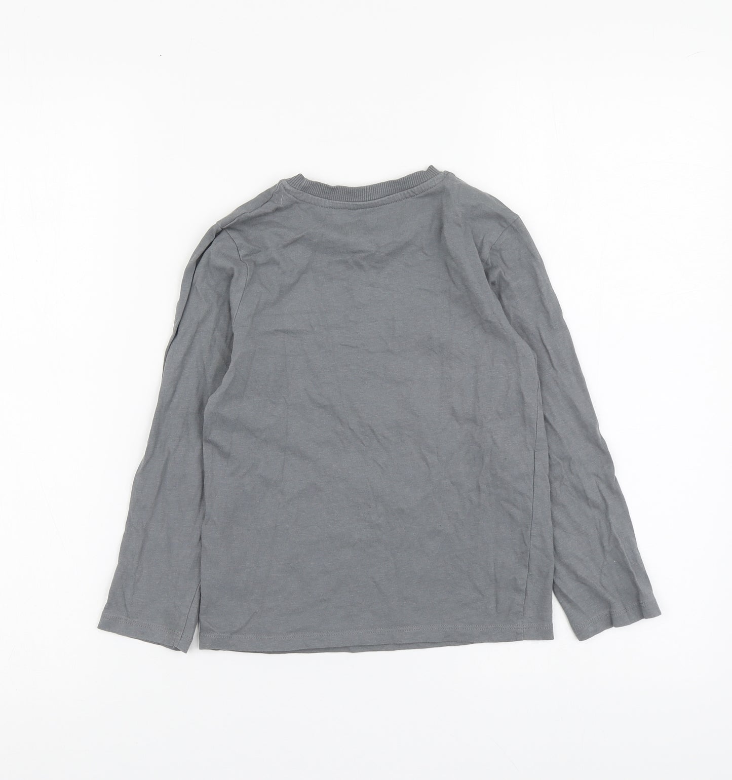 By Very Boys Grey Cotton Basic T-Shirt Size 6-7 Years Round Neck Pullover