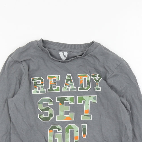 By Very Boys Grey Cotton Basic T-Shirt Size 6-7 Years Round Neck Pullover