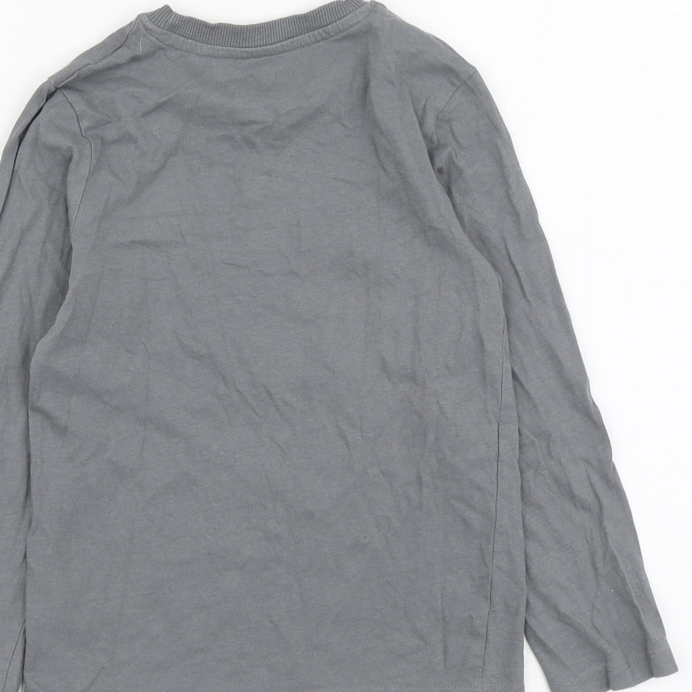 By Very Boys Grey Cotton Basic T-Shirt Size 6-7 Years Round Neck Pullover
