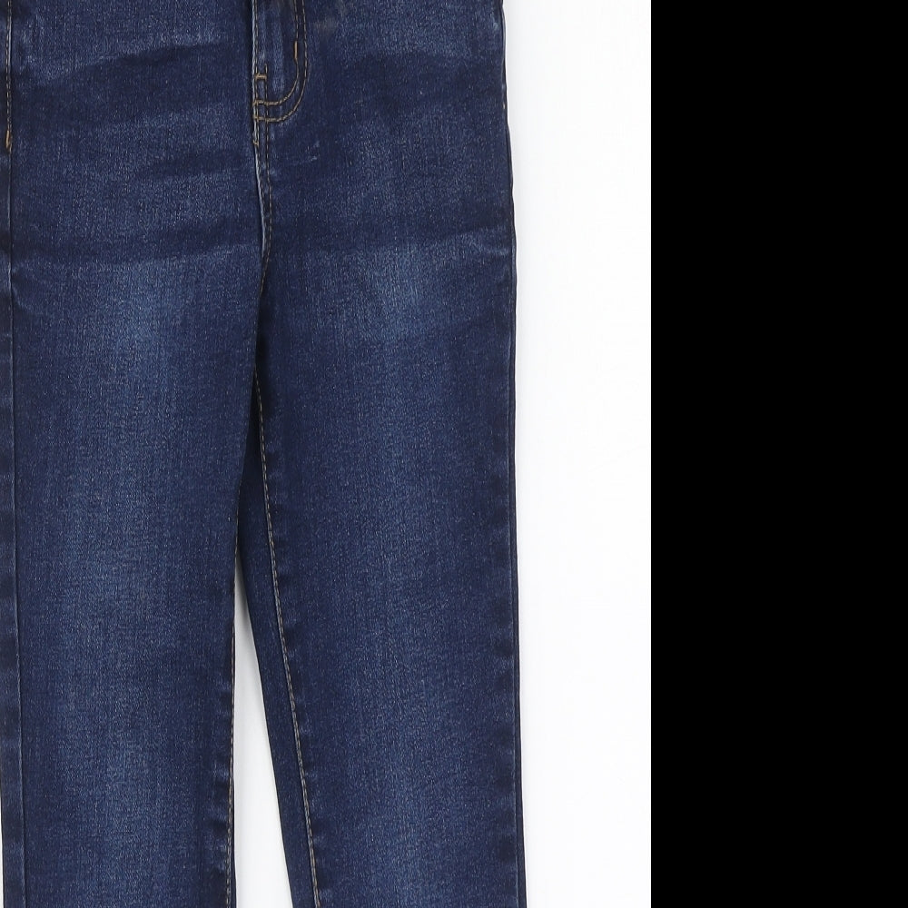 Denim & Co. Boys Blue Cotton Skinny Jeans Size 7-8 Years Regular Zip
