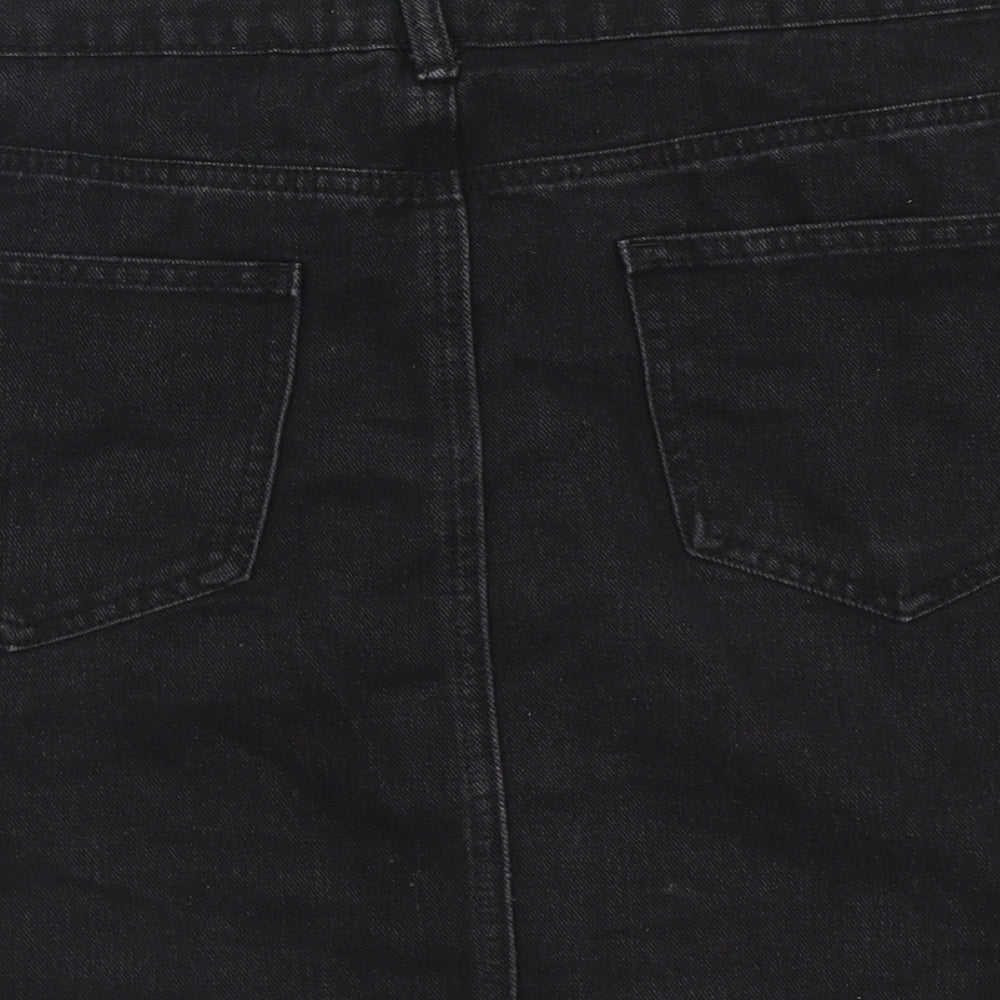 Denim & Co. Womens Black Cotton Mini Skirt Size 16 Zip