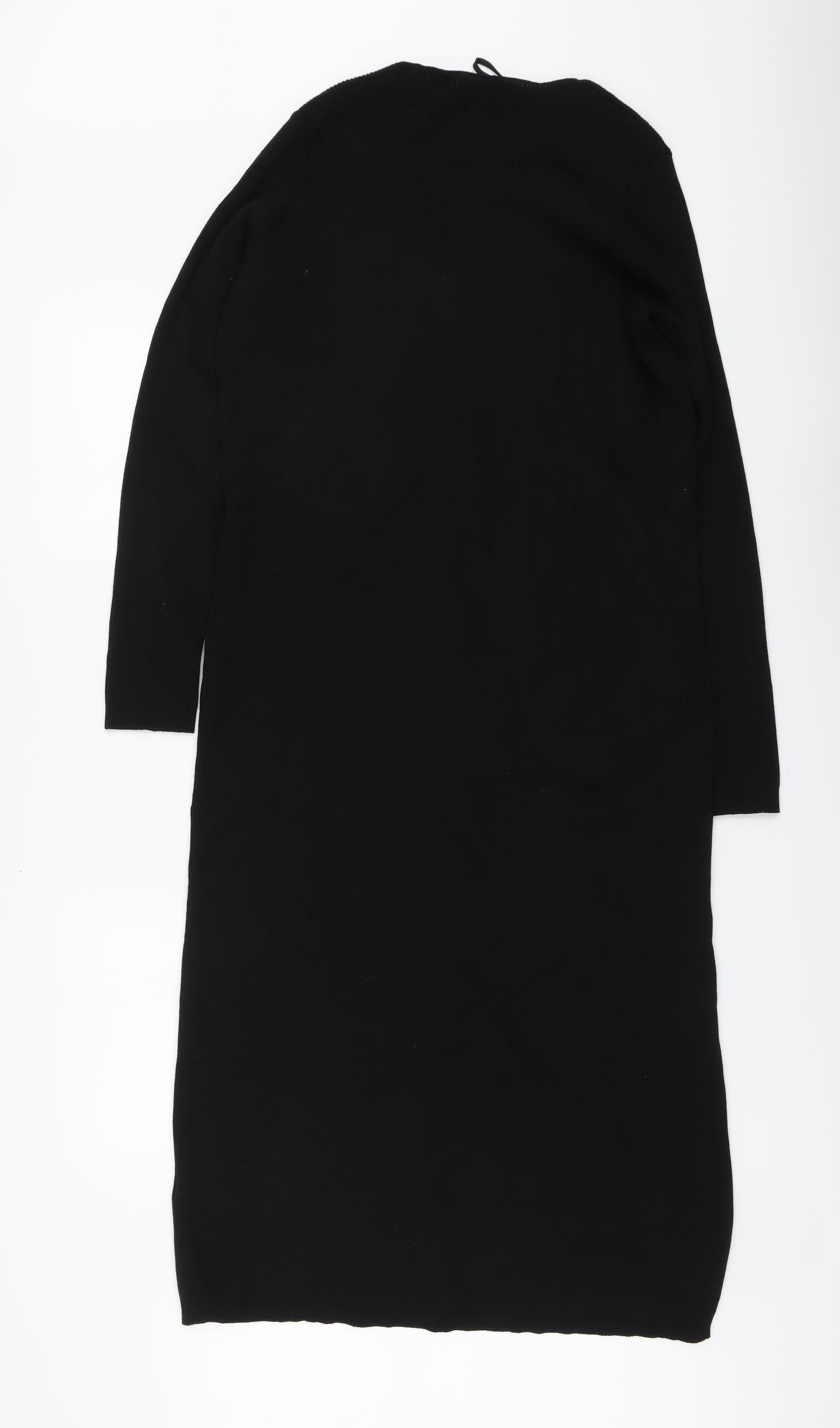 Primark Womens Black Viscose Jumper Dress Size L V-Neck Button – Preworn