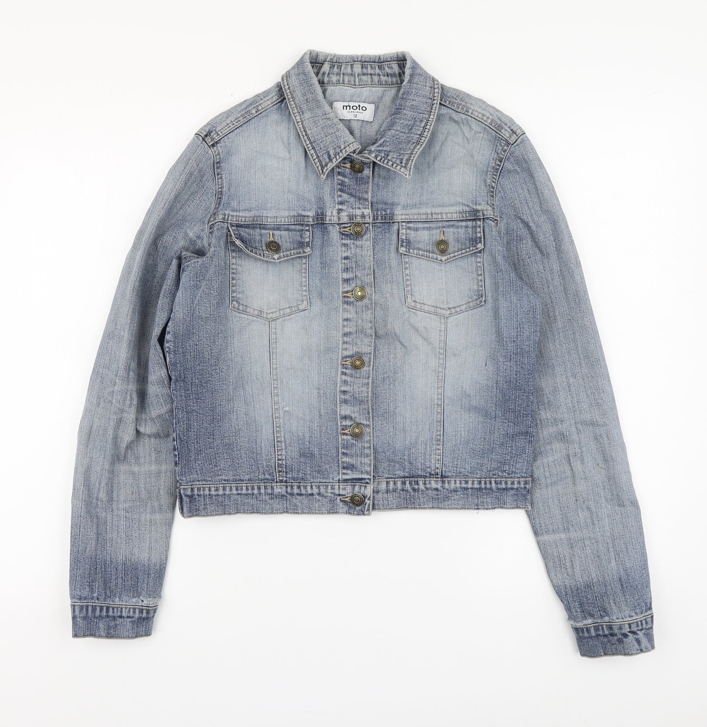 Moto Womens Blue Jacket Size 12 Button