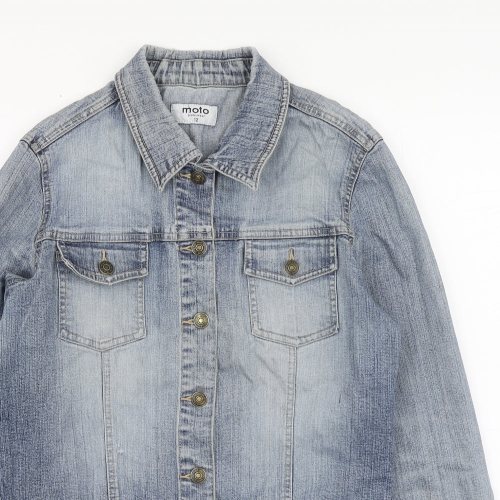 Moto Womens Blue Jacket Size 12 Button