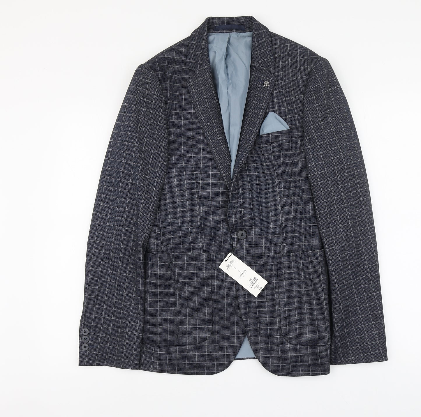 Burton Menswear Mens Blue Check Polyester Jacket Suit Jacket Size M