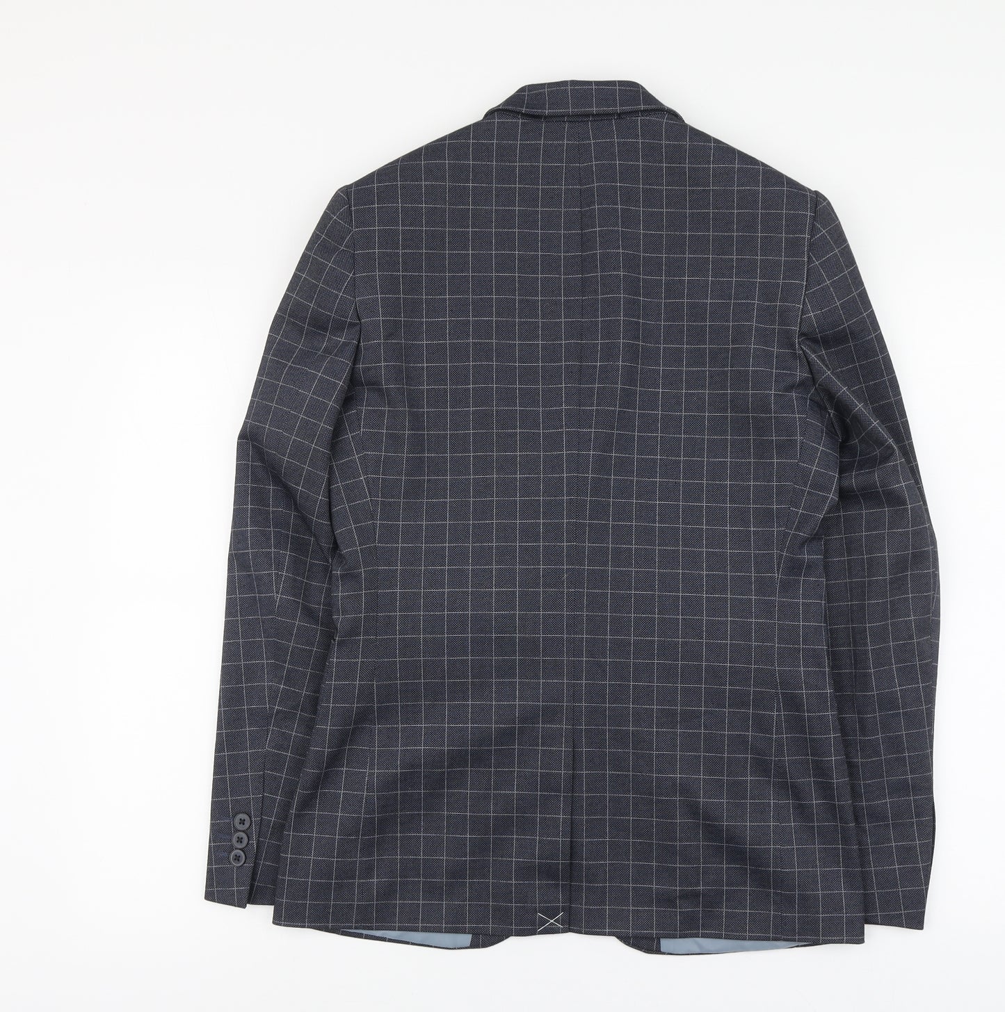 Burton Menswear Mens Blue Check Polyester Jacket Suit Jacket Size M