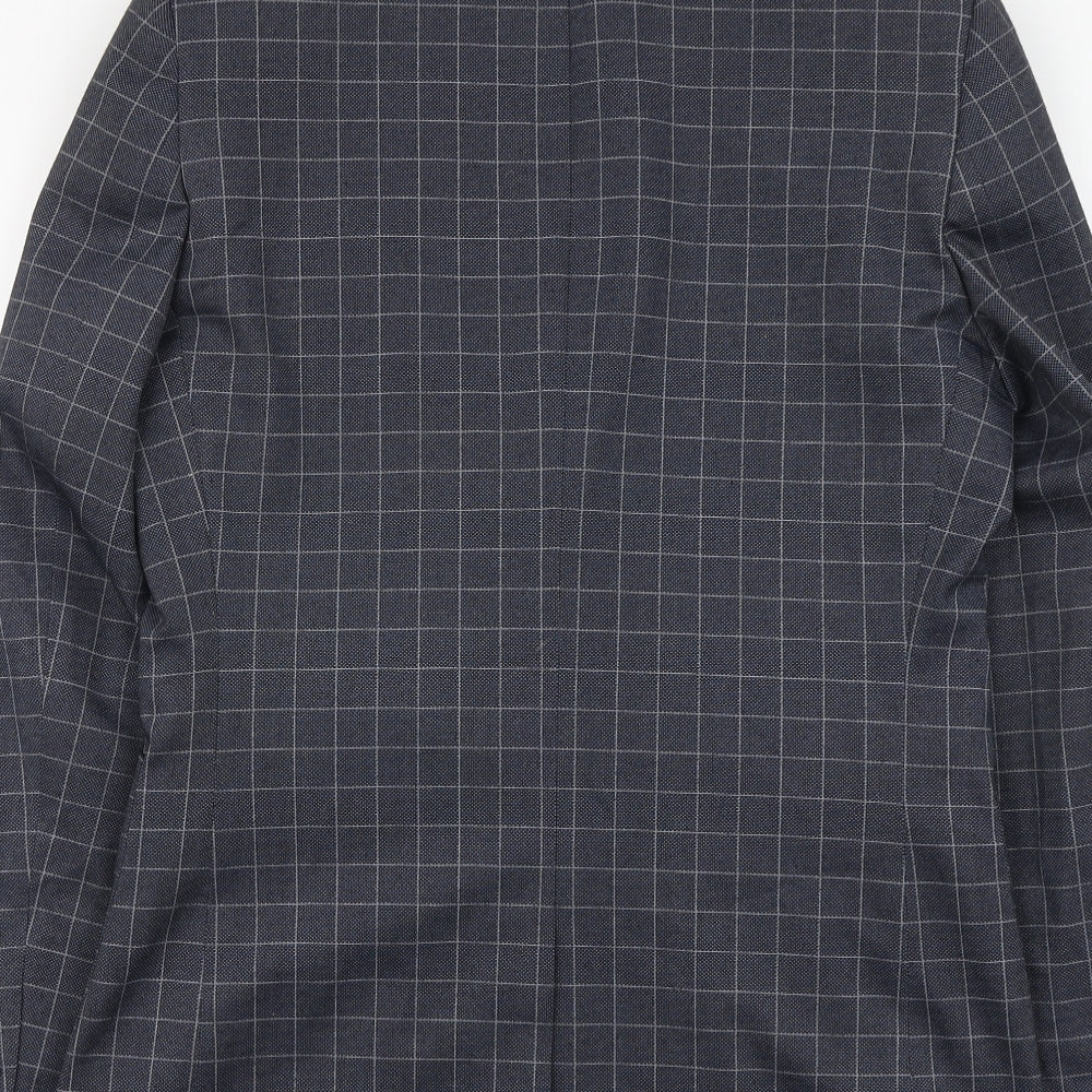 Burton Menswear Mens Blue Check Polyester Jacket Suit Jacket Size M