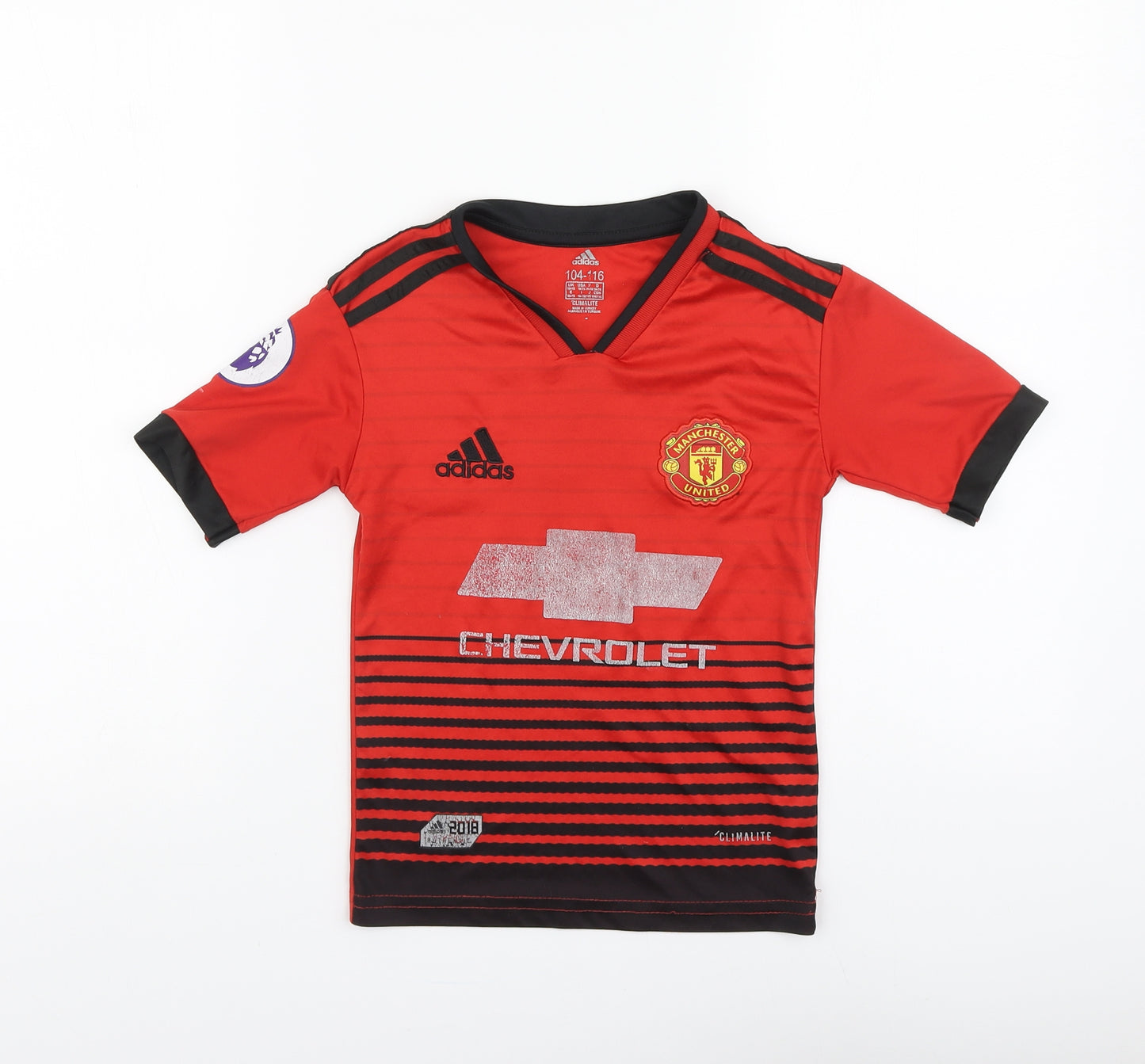 adidas Boys Red Polyester Basic T-Shirt Size 4-5 Years Round Neck Pullover - Manchester United Alexis