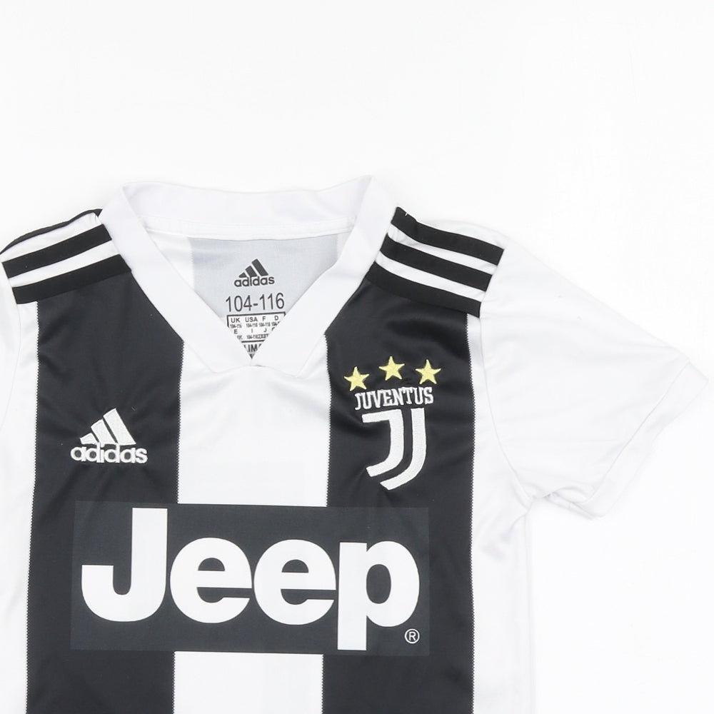 adidas Boys White Polyester Basic T-Shirt Size 4-5 Years Round Neck Pullover - Juventus FC Dybala
