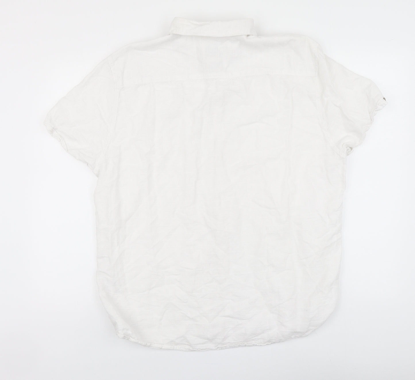 F&F Mens White Linen Button-Up Size XL Collared Button