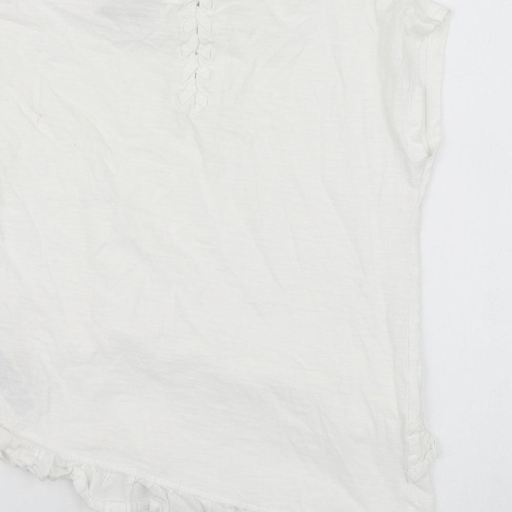 Marks and Spencer Girls White Cotton Basic T-Shirt Size 9-10 Years Round Neck Pullover
