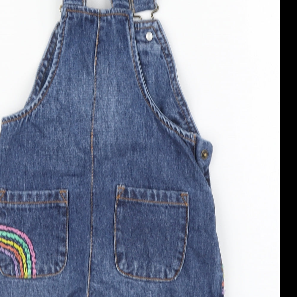 NEXT Girls Blue Cotton Dungaree One-Piece Size 18-24 Months Button