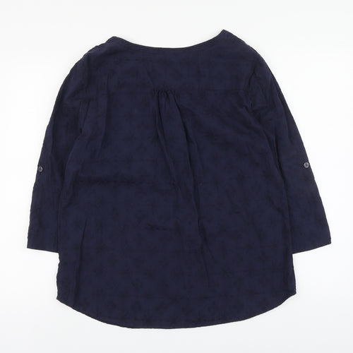 MANTARAY PRODUCTS Womens Blue Geometric Cotton Basic Blouse Size 16 V-Neck