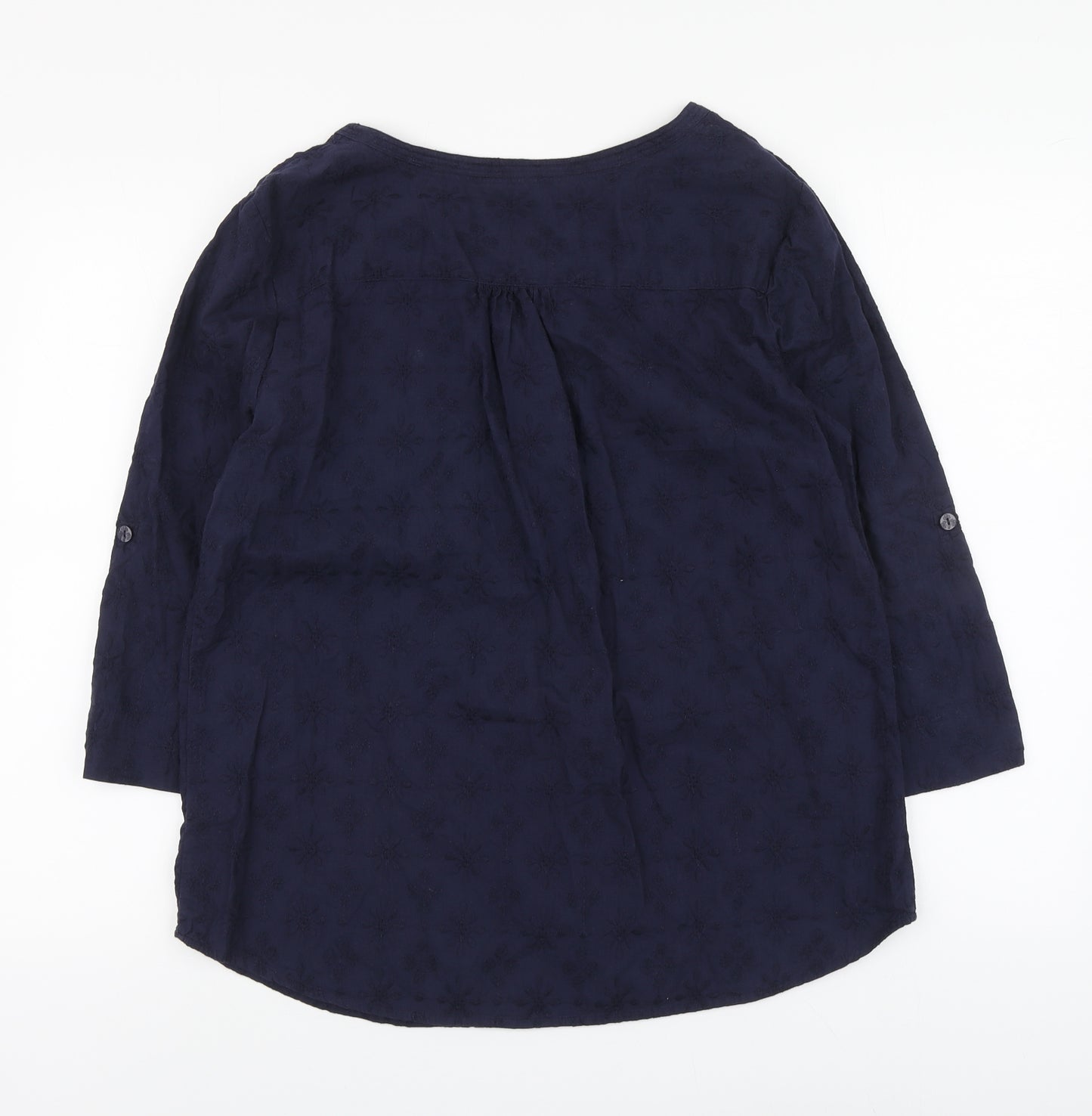 MANTARAY PRODUCTS Womens Blue Geometric Cotton Basic Blouse Size 16 V-Neck