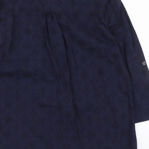 MANTARAY PRODUCTS Womens Blue Geometric Cotton Basic Blouse Size 16 V-Neck