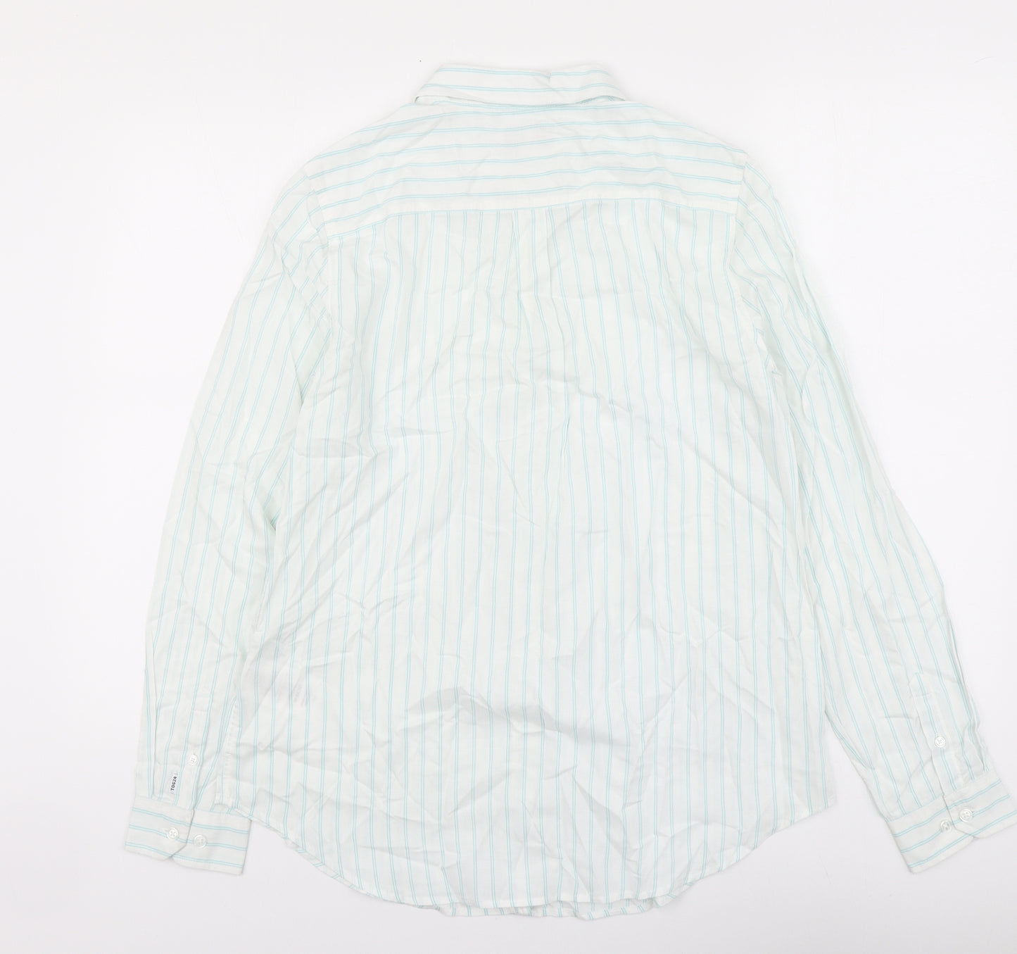 TOG24 Womens White Striped Viscose Basic Button-Up Size 14 Collared