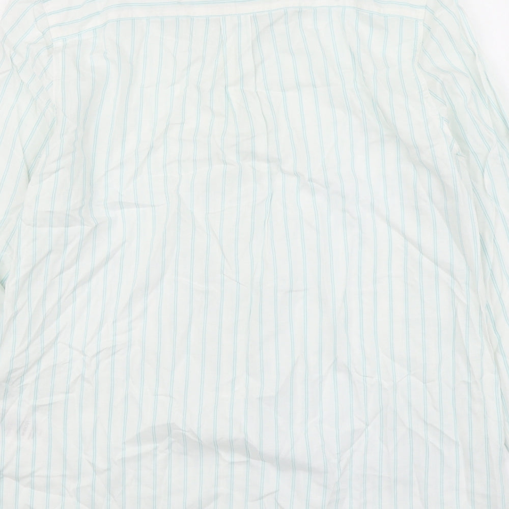 TOG24 Womens White Striped Viscose Basic Button-Up Size 14 Collared