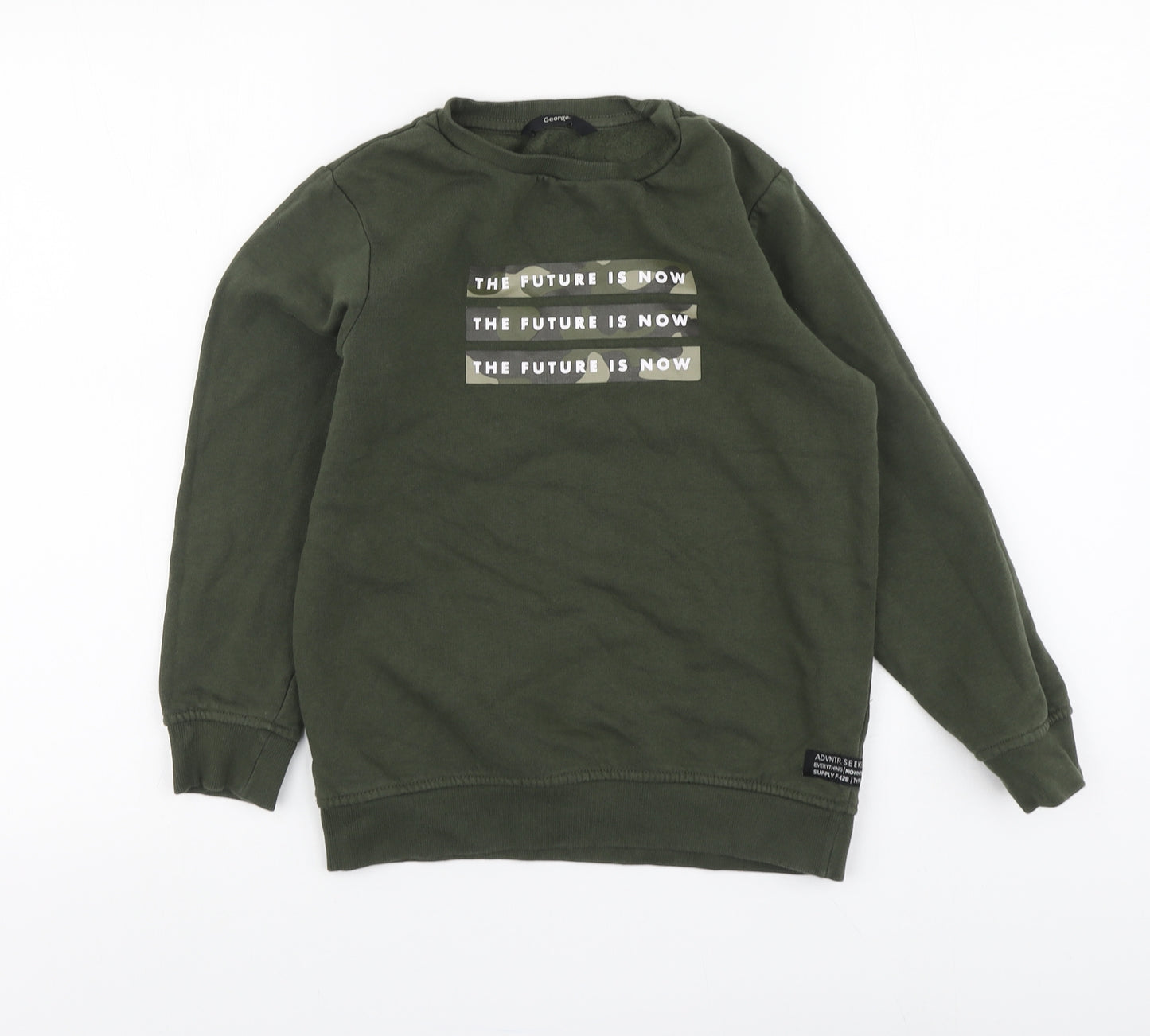 George Boys Green Cotton Pullover Sweatshirt Size 9-10 Years Pullover