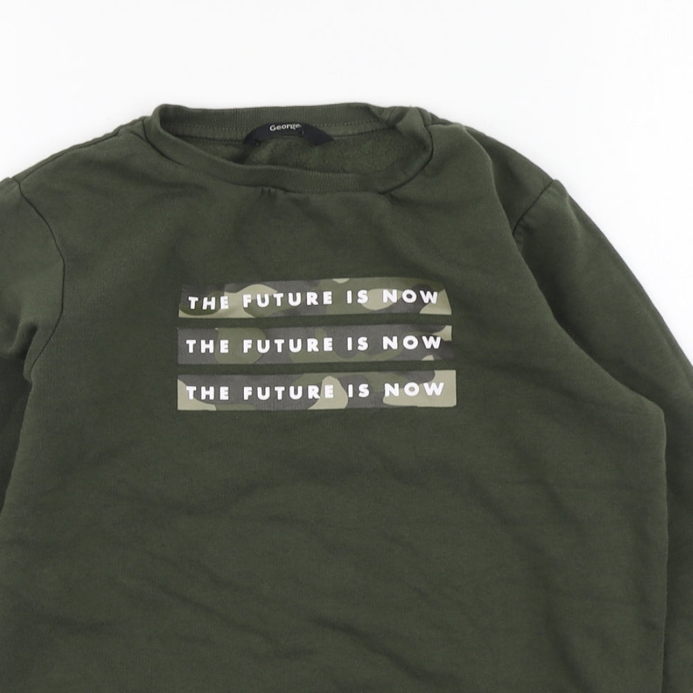 George Boys Green Cotton Pullover Sweatshirt Size 9-10 Years Pullover
