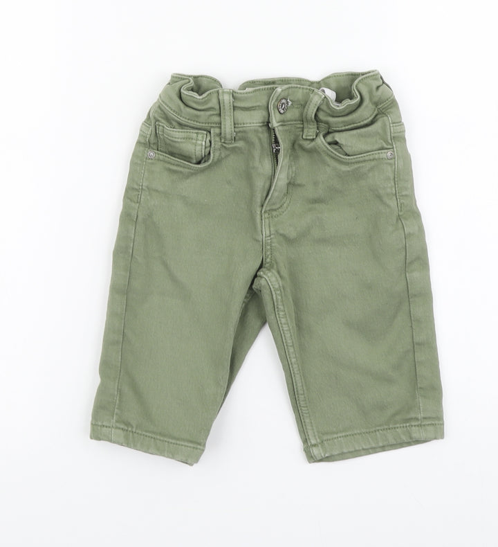 Denim & Co. Boys Green Cotton Bermuda Shorts Size 6-7 Years Regular Zip