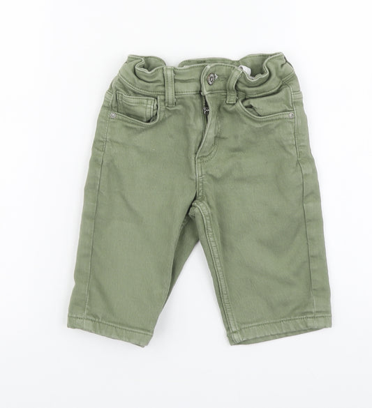 Denim & Co. Boys Green Cotton Bermuda Shorts Size 6-7 Years Regular Zip