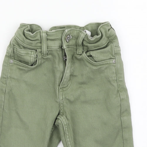 Denim & Co. Boys Green Cotton Bermuda Shorts Size 6-7 Years Regular Zip