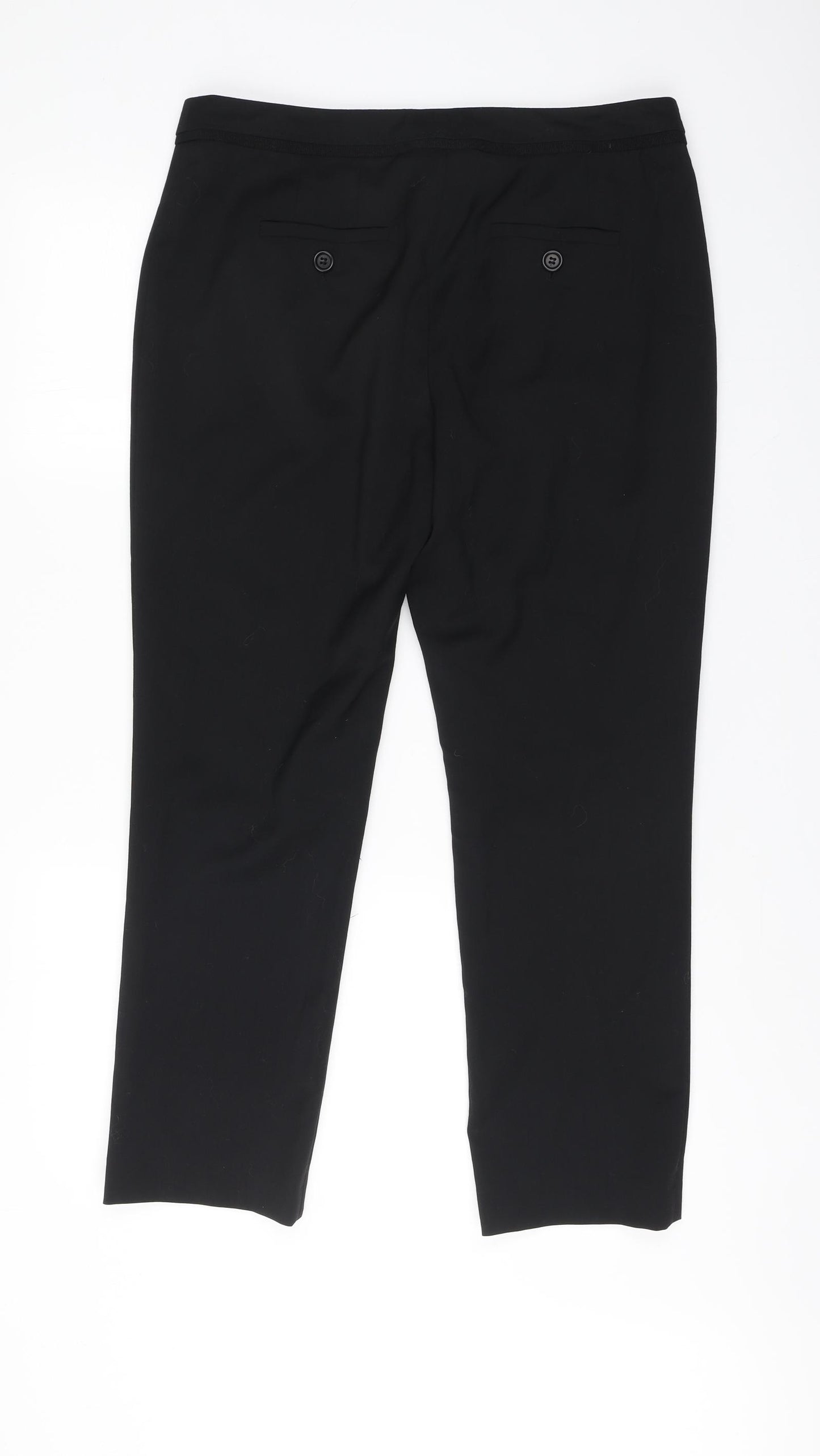 Boden Womens Black Wool Chino Trousers Size 12 L27 in Regular Button